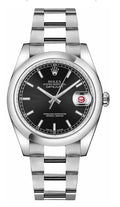 Rolex Stainless Steel Datejust 36 Black Index Oyster