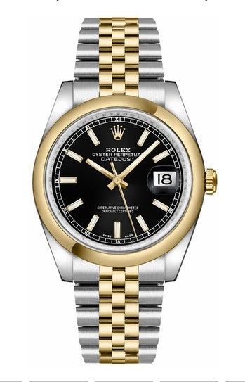 Rolex Steel & Yellow Gold Datejust 36 Black Index Jubilee