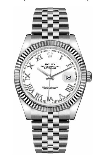 Rolex Steel & White Gold Datejust 36 White Roman Jubilee