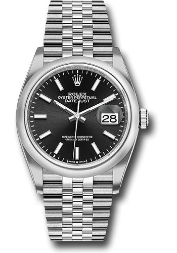 Rolex Steel Datejust 36 Black Index Jubilee