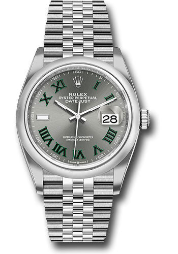 Rolex Steel Datejust 36 Wimbledon Roman  Jubilee