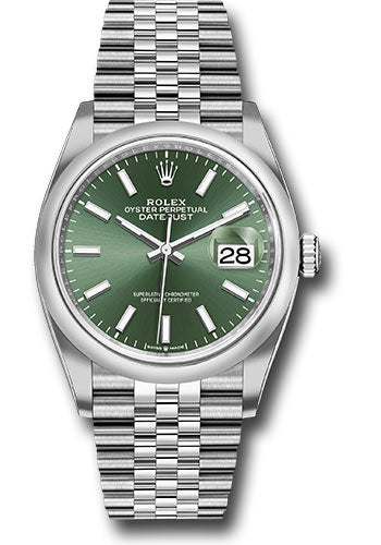 Rolex Steel Datejust 36 Mint Green Index Jubilee