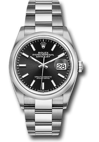Rolex Steel Datejust 36 Black Index Oyster