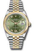 Rolex Steel & 18K Yellow Rolesor Datejust 36 Green Diamond Roman Jubilee