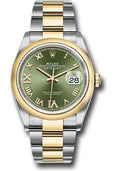 Rolex Steel & 18K Yellow Rolesor Datejust 36 Green Diamond Roman Oyster