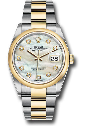 Rolex Steel & Yellow Rolesor Gold Datejust 36 Mother Of Pearl Diamond Oyster