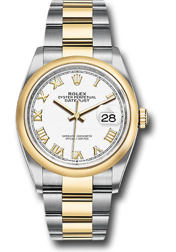 Rolex Steel & Gold Rolesor Datejust 36 White Roman Oyster