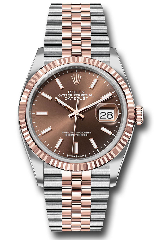 Rolex Steel & Rose Gold Datejust 36 Chocolate Index  Jubilee
