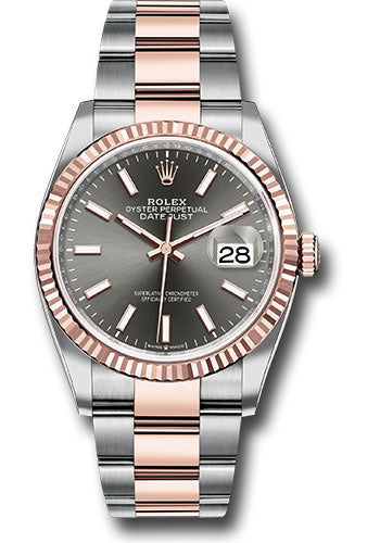 Rolex Steel & Rose Gold Datejust 36 Rhodium Index Oyster