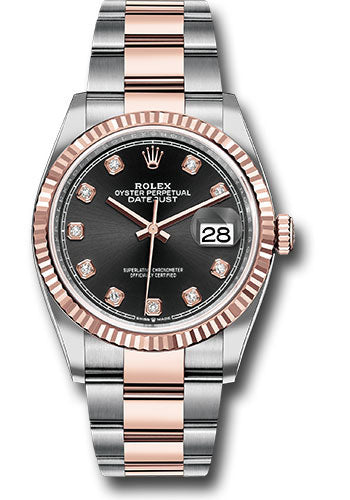 Rolex Steel & Rose Gold Datejust 36 Black Diamond Oyster