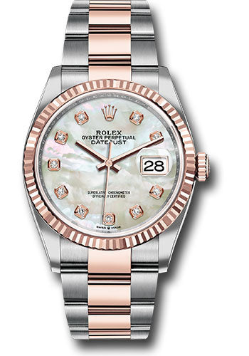 Rolex Steel & Rose Gold Datejust 36 Mother Of Pearl Diamond Oyster
