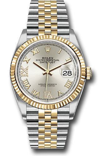 Rolex Steel & Yellow Gold Datejust 36 Silver Diamond Roman VI & IX Jubilee