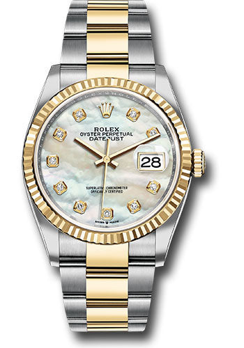 Rolex Steel & Yellow Gold Datejust 36 Mother Of Pearl Diamond Oyster