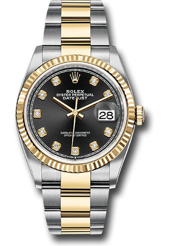 Rolex Steel & Yellow Gold Datejust 36 Black Diamond Oyster