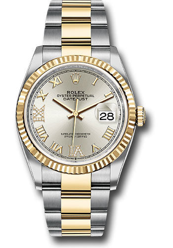 Rolex Steel & Yellow Gold Datejust 36 Silver Diamond Roman VI & IX Oyster