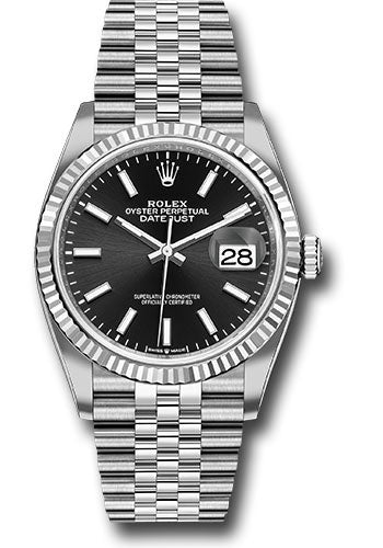 Rolex Stainless Steel Datejust 36 Black Index Jubilee