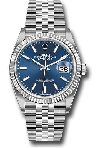 Rolex Stainless Steel Datejust 36 Blue Index Jubilee