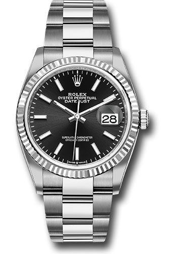 Rolex Stainless Steel Steel Datejust 36 Black Index Oyster