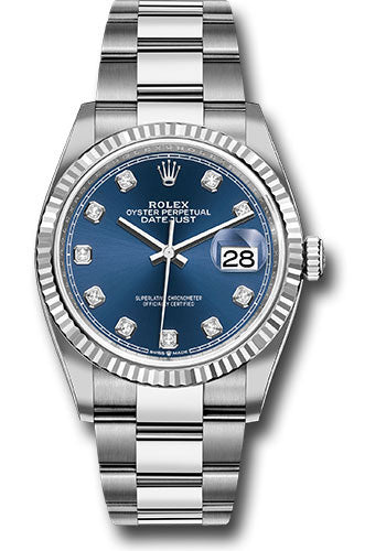 Rolex Stainless Steel Steel Datejust 36 Blue Diamond Oyster