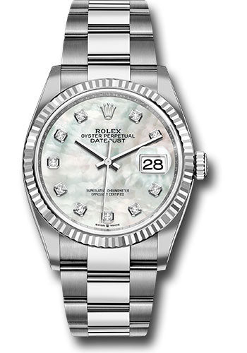 Rolex Stainless Steel Steel Datejust 36 Mother Of Pearl Diamond Oyster