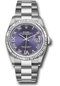 Rolex Stainless Steel Steel Datejust 36 Aubergine Purple Diamond Roman VI & IX Oyster