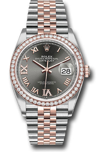Rolex Steel & Everose Gold Datejust 36 Rhodium Diamond Roman VI & IX Jubilee Diamond Bezel