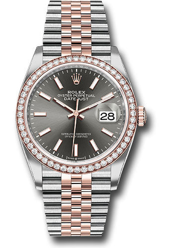 Rolex Steel & Everose Gold Datejust 36 Rhodium Index Jubilee Diamond Bezel