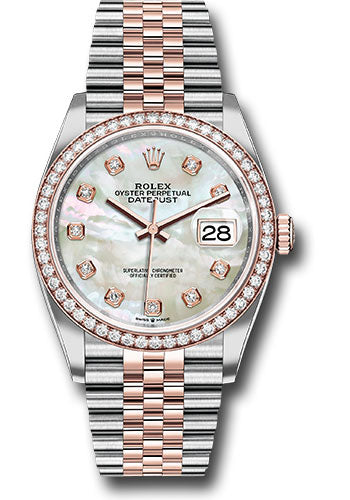 Rolex Steel & Everose Gold Datejust 36 Mother Of Pearl Diamond Diamond Bezel Jubilee