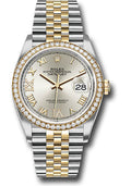 Rolex Steel & Yellow Gold Datejust 36 Silver Diamond Roman VI & IX Diamond Bezel  Jubilee
