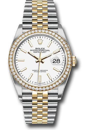 Rolex Steel & Yellow Gold Datejust 36 White Index Diamond Bezel Jubilee