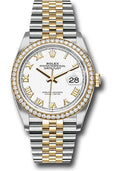 Rolex Steel & Yellow Gold Datejust 36 White Roman Diamond Bezel Jubilee