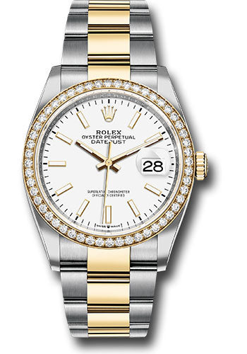 Rolex Steel & Yellow Gold Datejust 36 White Index Diamond Bezel Oyster