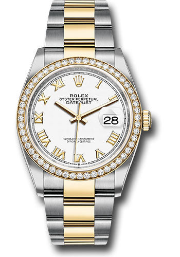 Rolex Steel & Yellow Gold Datejust 36 White Roman Diamond Bezel Oystr