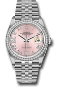 Rolex Steel & White Gold Datejust 36 Pink Diamond Roman VI & IX Jubilee Diamond Bezel
