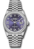 Rolex Steel  & White Gold Datejust 36 Aubergine Purple Diamond Roman VI & IX Jubilee Diamond Bezel
