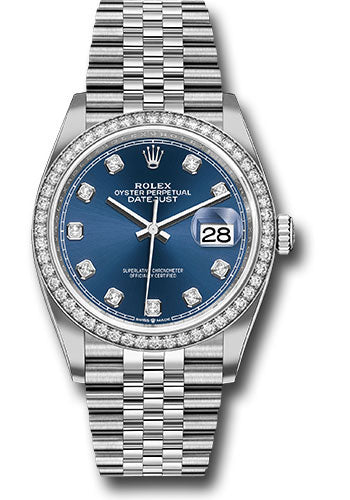 Rolex Steel & White Gold Datejust 36 Blue Diamond Jubilee Diamond Bezel