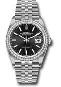 Rolex Steel & White Gold Datejust 36 Black Index Jubilee Diamond Bezel