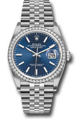Rolex Steel & White Gold Datejust 36 Blue Index Jubilee Diamond Bezel