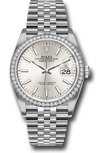 Rolex Steel & White Gold Datejust 36 Silver Index Jubilee Diamond Bezel