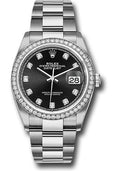 Rolex Steel & White Gold Datejust 36 Black Diamond Oyster Diamond Bezel