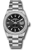 Rolex Steel & White Gold Datejust 36 Black Index Oyster Diamond Bezel