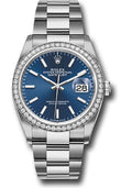 Rolex Steel & White Gold Datejust 36 Blue Index Oyster Diamond Bezel
