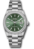 Rolex Steel & White Gold Datejust 36 Mint Green Index Oyster Diamond Bezel