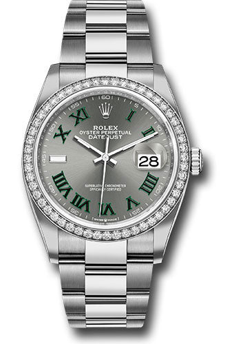 Rolex Steel & White Gold Datejust 36 Wimbledon Oyster Diamond Bezel
