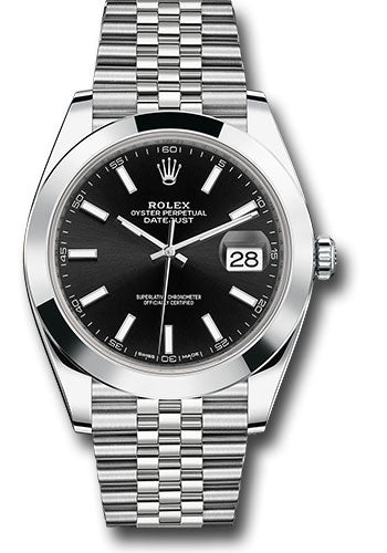 Rolex Stainless Steel Datejust 41 Black Index Jubilee
