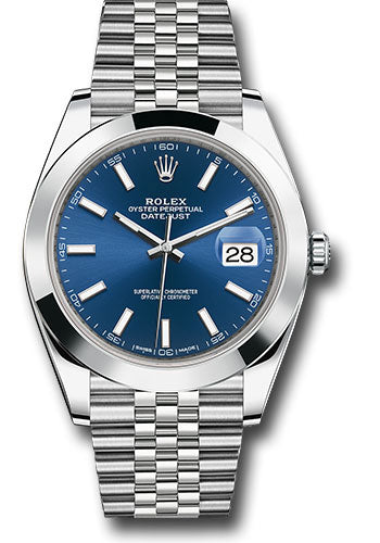 Rolex Stainless Steel Datejust 41 Blue Index Jubilee