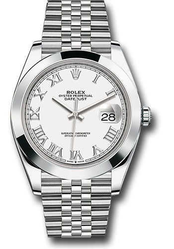Rolex Stainless Steel Datejust 41 White Roman Jubilee