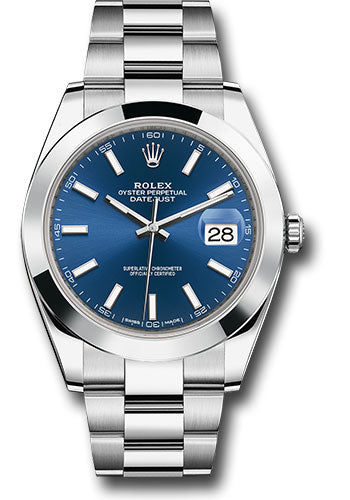 Rolex Stainless Steel Datejust 41 Blue Index Oyster