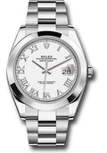 Rolex Stainless Steel Datejust 41 White Roman Oyster