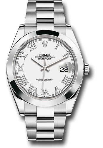 Rolex Stainless Steel Datejust 41 White Roman Oyster
